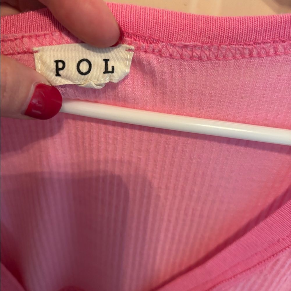 POL Pink V-Neck Oversized Tunic Top - Picture 3 of 5